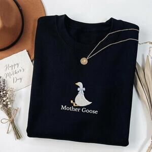 Mama Goose Embroidery Sweatshirt, Mother Day Embroidery